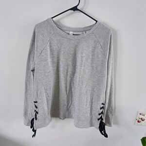 Aeropostale Lace-Up Sleeve Sweatshirt Women’s PXL Gray Casual Pullover Top